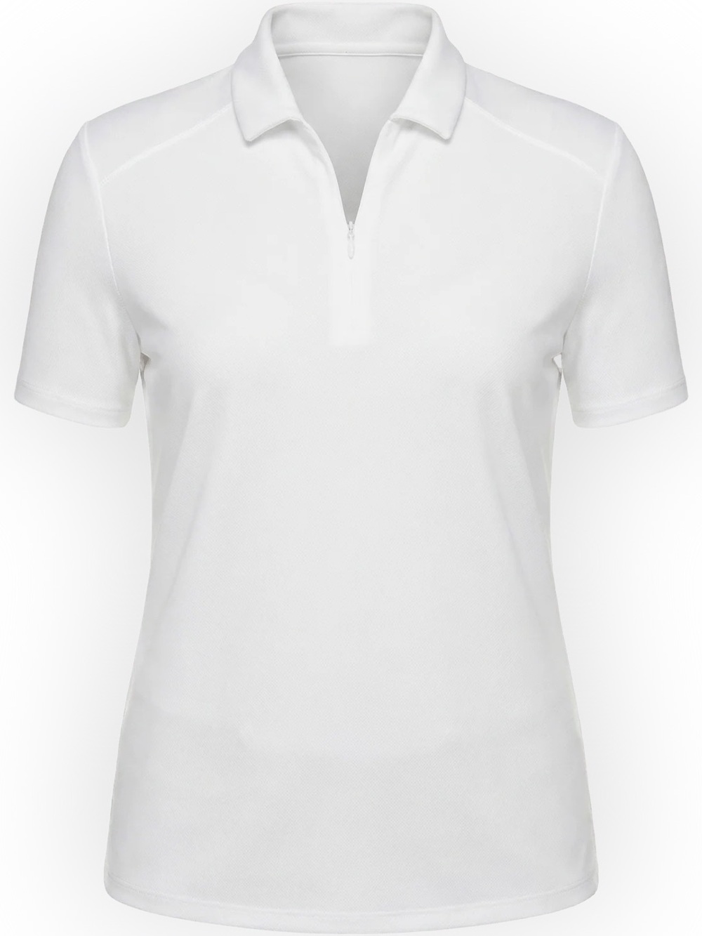 PGA Tour Women's White Short-Sleeve Athletic Zip Polo